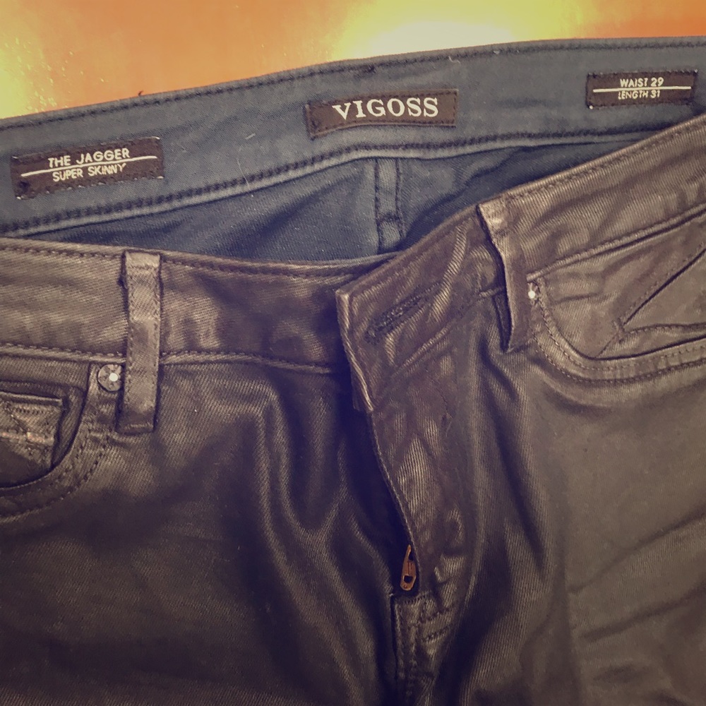 Vigoss Jagger Super Skinny Black Coated Jeans